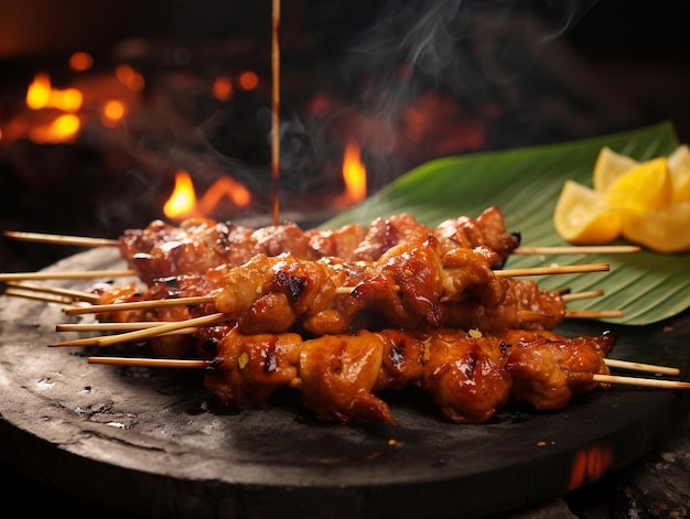 Foto's van heerlijke stukjes satay