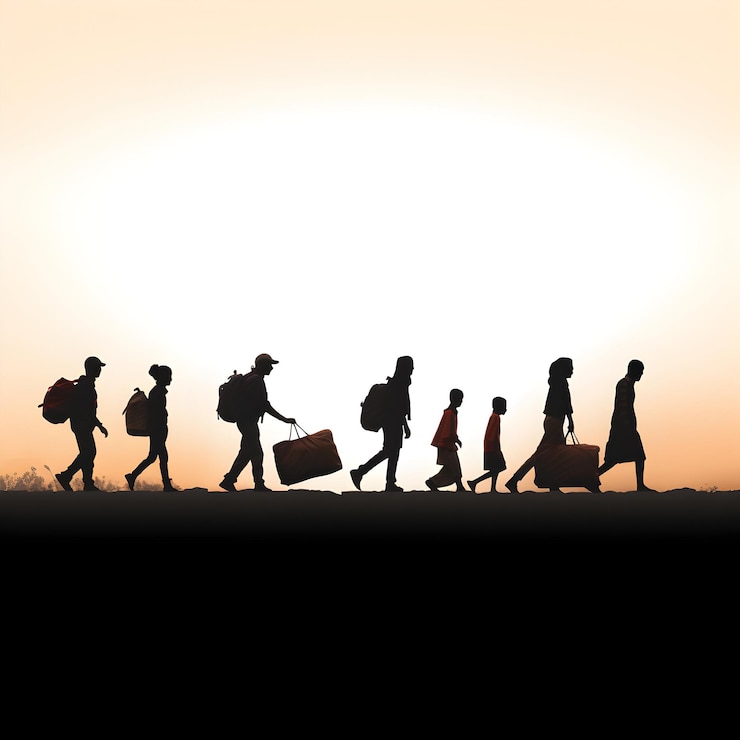 Foto foto silhouet van gezinnen internationale dag van de migratie 18 december