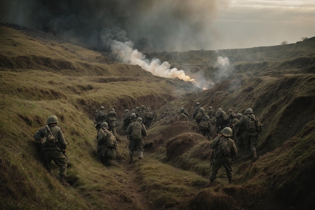 Foto soldaten op het slagveld