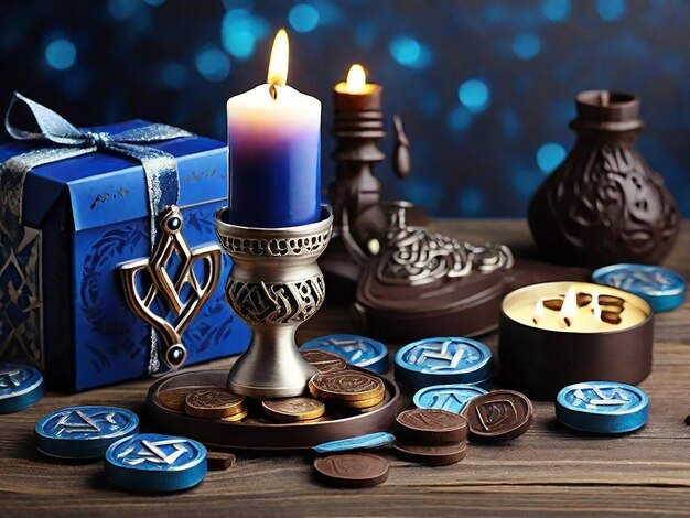 Foto soncept van Joodse feest composities voor Hanukkah