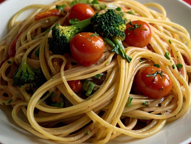 Foto spaghetti en groenten