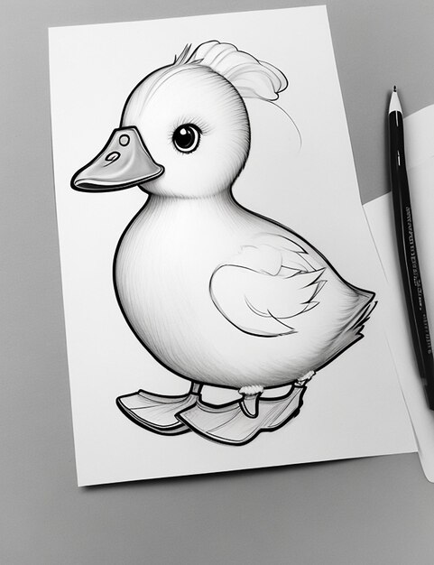 Foto tekening van een eend voor kinderen kleurpagina