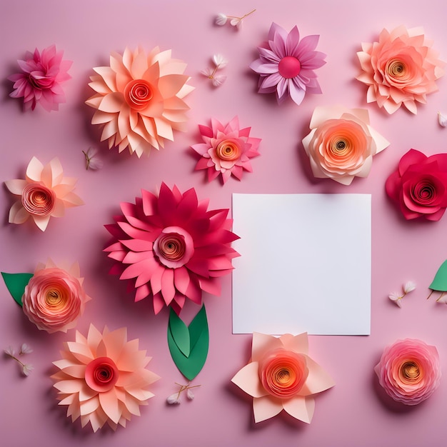 foto top view van de maand en bloemen voor vrouwendag