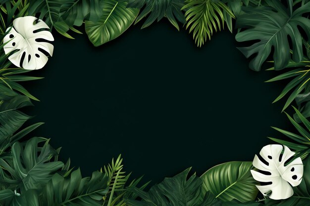 Foto foto tropische monstera blad rand frame blad banner achtergrond