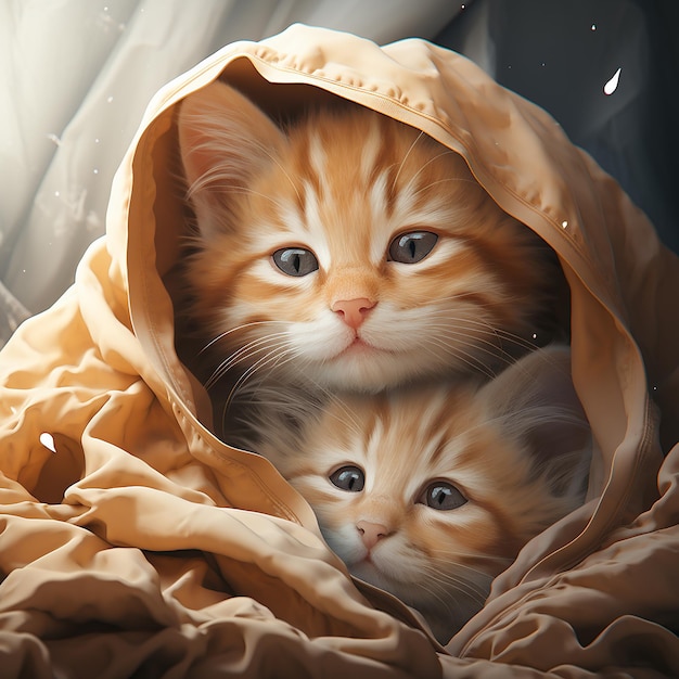 foto van 2 cartoon schattige kittens