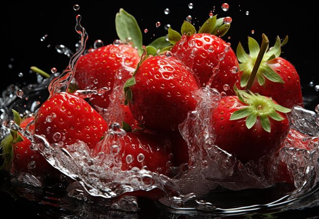 foto van aardbeien in watersplitsing