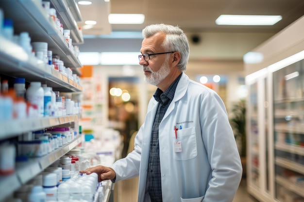 Foto van apothekers die klanten bedienen in hun apotheek