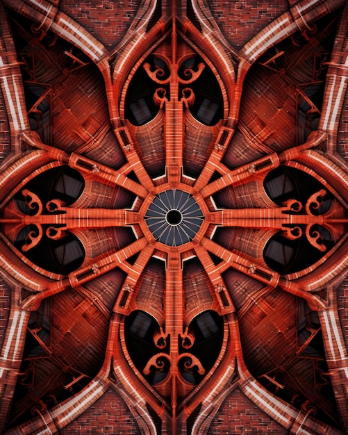 foto van architectuur gemaakt van rode bakstenen van bovenaf genomen