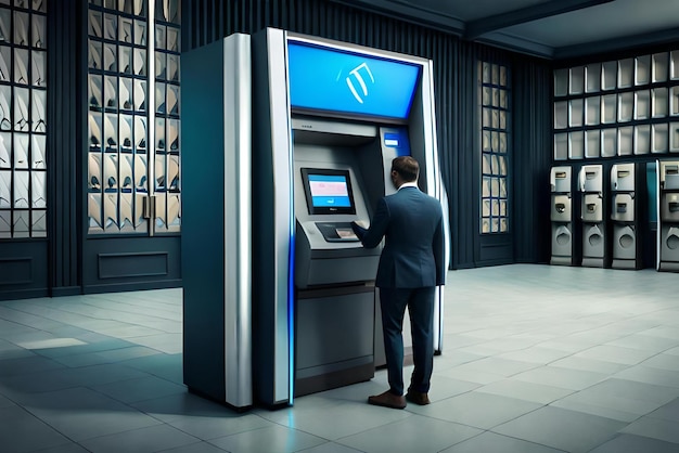 Foto van ATM en credit- of debitcard clipping pad opgenomen ATM achtergrond Financiële banking concept