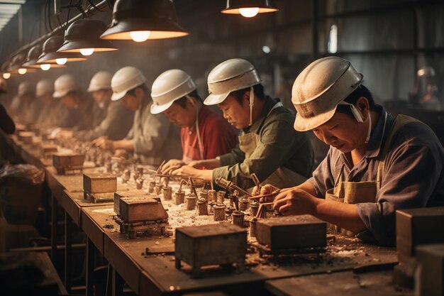 Foto van Aziatische arbeiders in een sieradenfabriek