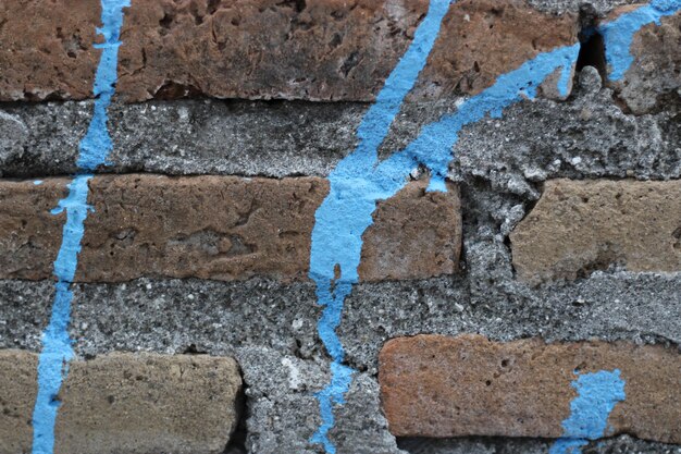 Foto van baksteentextuur met cement op de muur