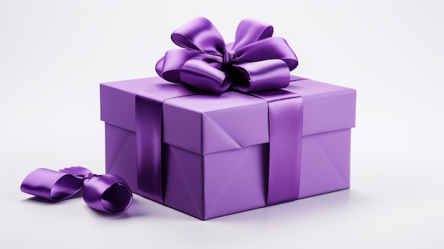Foto van bovenaf van de paarse cadeau doos gegenereerd door AI