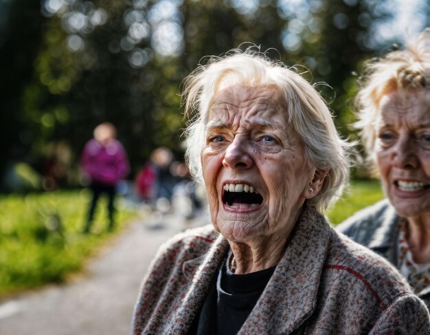 Foto van boze ouderen in een verpleeghuis generatieve ai