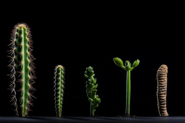 Foto foto van cactussen in verschillende groeifasen