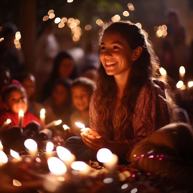 Foto van Colombiaanse gezinnen die verhalen vertellen en gebed reciteren Festive Colombia Vibrant