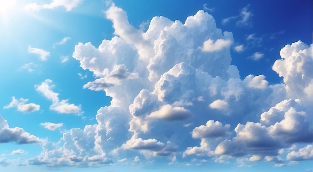 Foto van Cumulonimbus wolk in heldere blauwe lucht op een zonnige dag van genomen van beneden