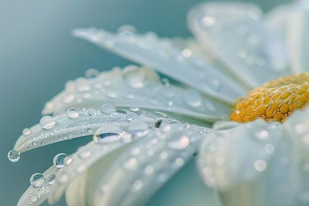 Foto van de dauw op de delicate daisy-blaadjes