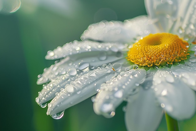 Foto van de dauw op de delicate daisy-blaadjes