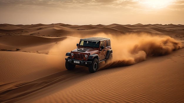 Foto van de Jeep in de woestijn