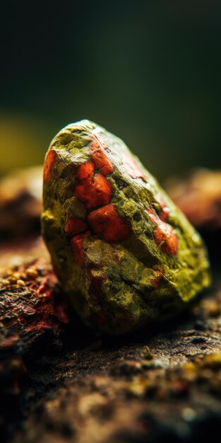 Foto van de minerale steen unakiet close-up macro generatieve ai