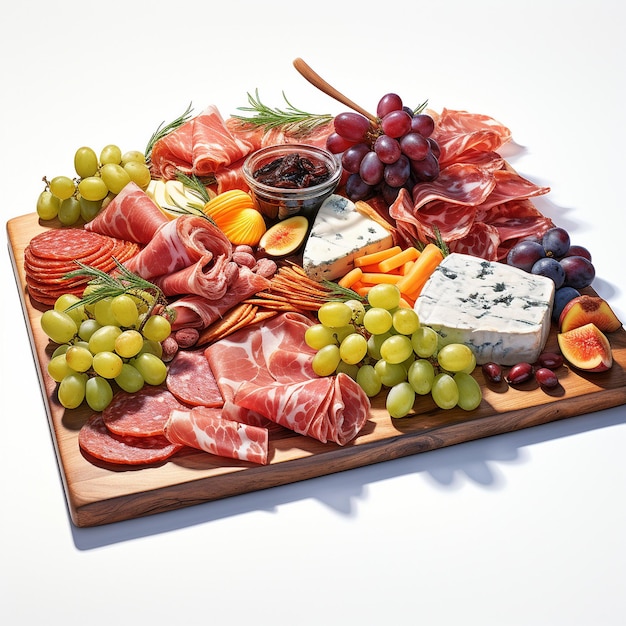 foto van deli charcuterie bord Waterverf witte achtergrond