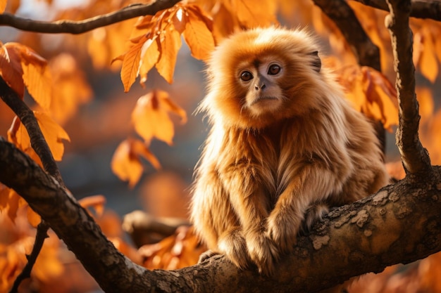 Foto van een aap in zijn natuurlijke habitat