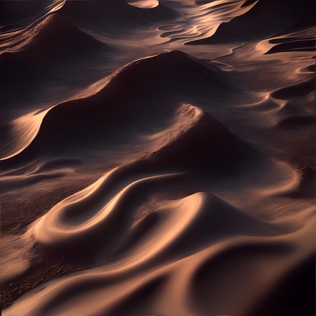 Foto van een adembenemend woestijnlandschap met majestueuze zandduinen die zich tot in de verte uitstrekken