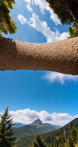 Foto foto van een berg en blauwe hemel met wolken bosfotografie