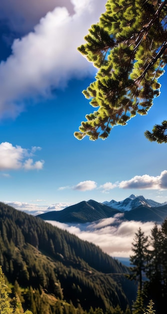 foto van een berg en blauwe hemel met wolken bosfotografie