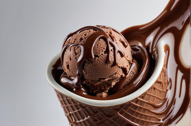 Foto foto van een chocolade ijsje op een brede achtergrond