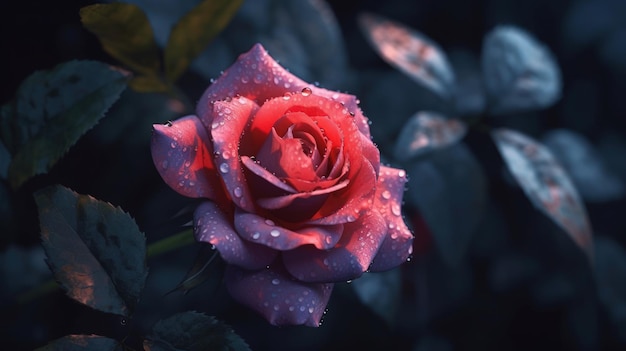 foto van een close-up roze bloemfotografie met donkere tuinachtergrond