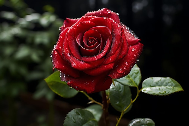 Foto van een close-up van een enkele rode roos