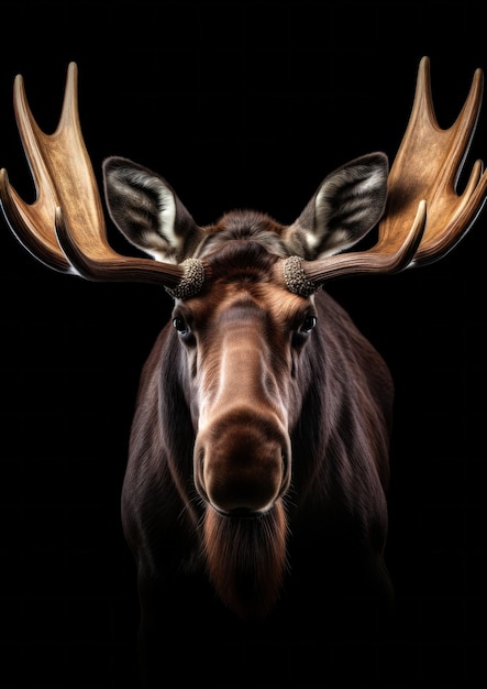 Foto van een eland in een donkere achtergrond conceptueel voor frame