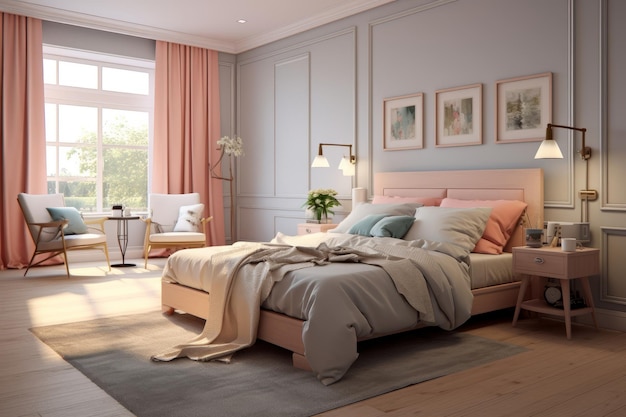Foto van een elegante en moderne slaapkamer