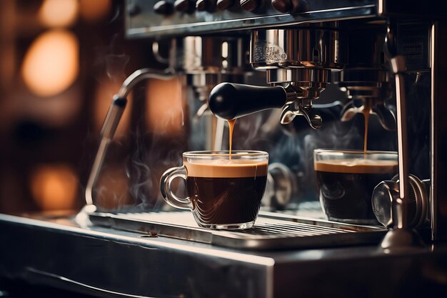 Foto van een espresso-machine met een portafilter