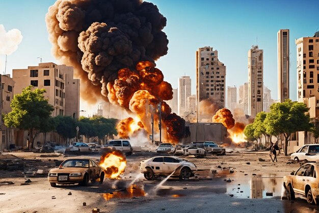 foto van een explosie in het Midden-Oosten