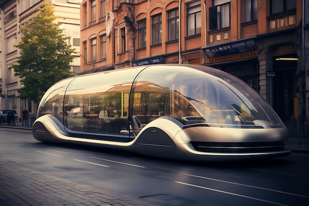 Foto foto van een futuristisch hovercraft in een stad 4k wallpaper