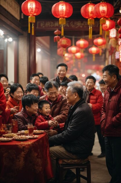 foto van een gelukkige Chinese nieuwjaarsviering