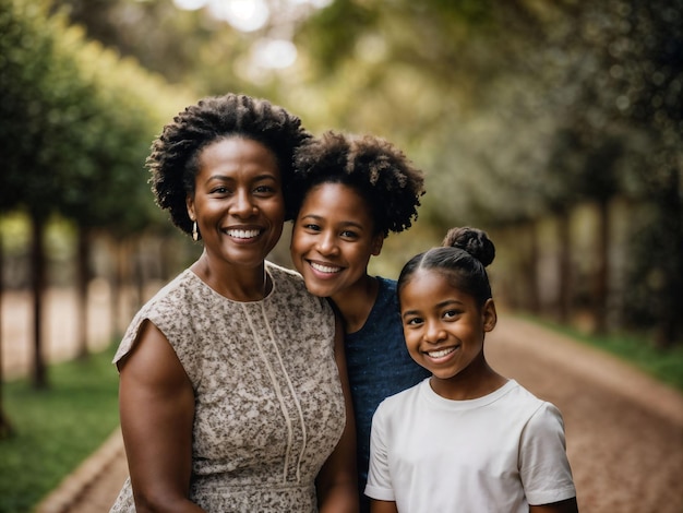 foto van een gelukkige familie zwarte moeder en dochter generatieve AI