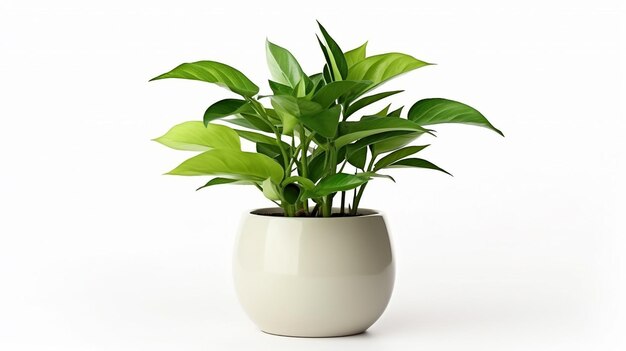 Foto van Een groene binnenplant groeit in een witte pot