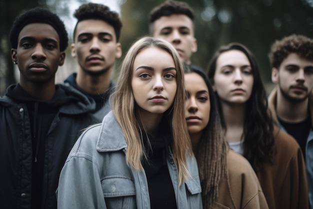 Foto van een groep jongeren die protesteert tegen discriminatie