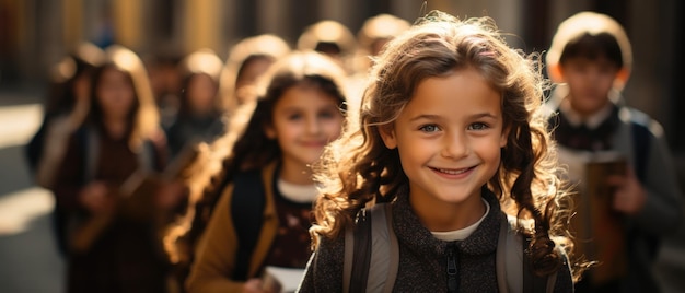 Foto van een groep schoolkinderen gegenereerd door AI