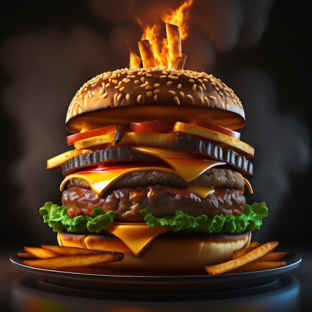 foto van een heerlijk en luxueus hamburgerproduct gemaakt met generatieve AI