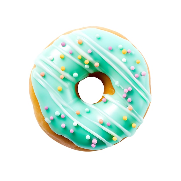 foto van een heerlijke donut met topping bovenaanzicht geïsoleerd op een witte achtergrond