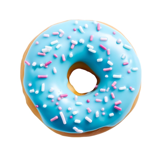 foto van een heerlijke donut met topping bovenaanzicht geïsoleerd op een witte achtergrond