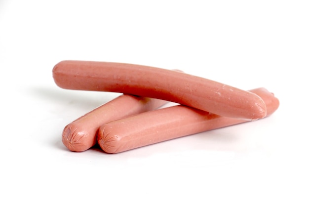 foto van een hotdogworst op witte achtergrond