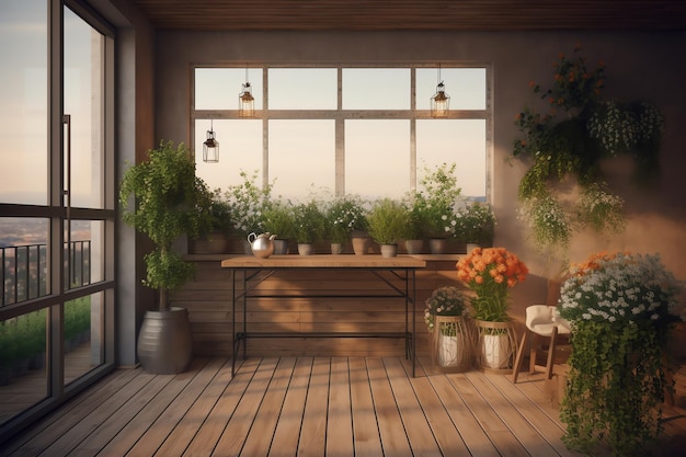 Foto van een huisbalkon met sierplanten