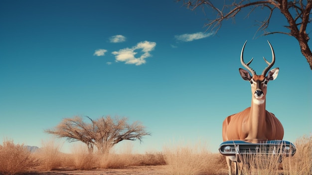 Foto foto van een impala onder blauwe lucht