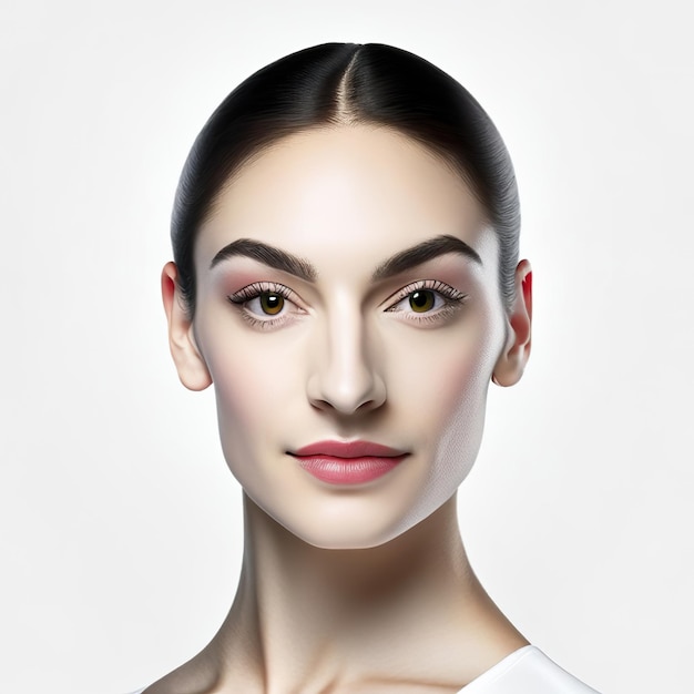 Foto van een jonge brunette vrouw met een perfecte huid Generatieve AI
