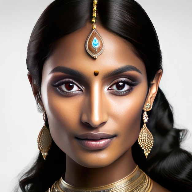 Foto van een jonge Indiase vrouw met een ideale huid voor schoonheidsproducten Generatieve AI